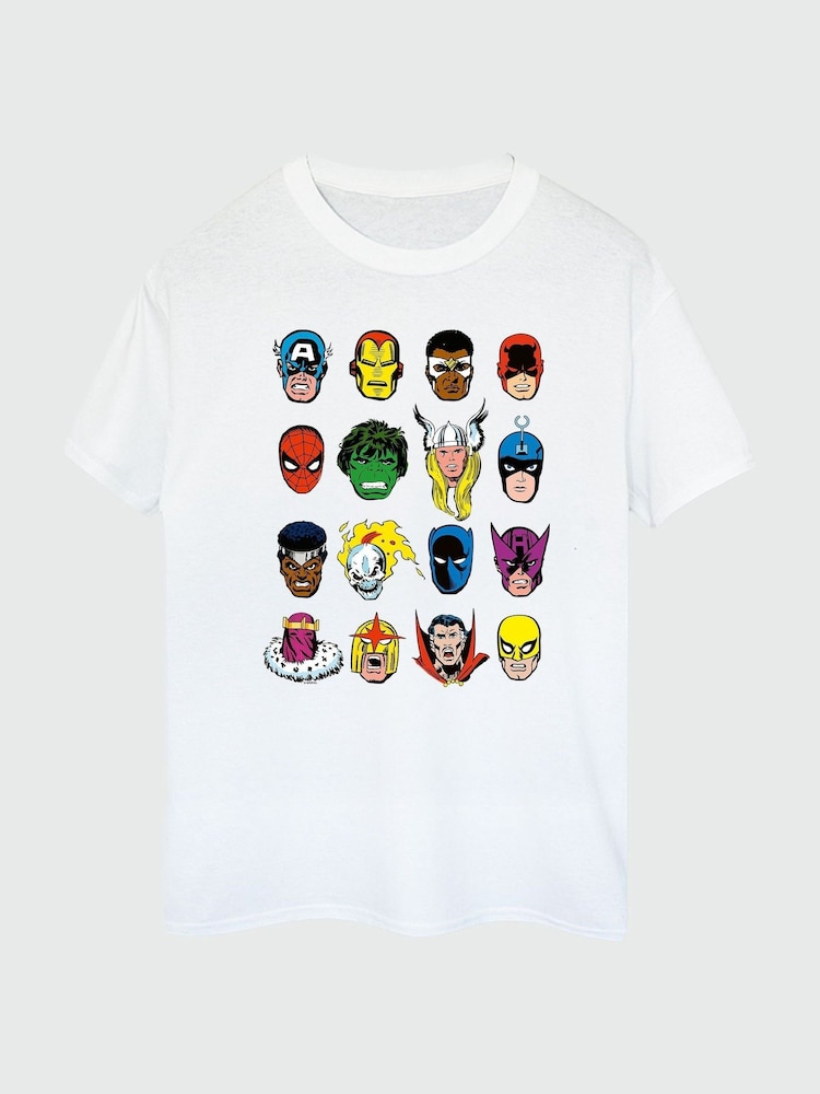 Brands In White 100% Cotton Marvel Comics Faces Mens T-Shirt - Image 2 of 3 Brands In White 100% Cotton Marvel Comics Faces Mens T-Shirt - Image 2 of 3