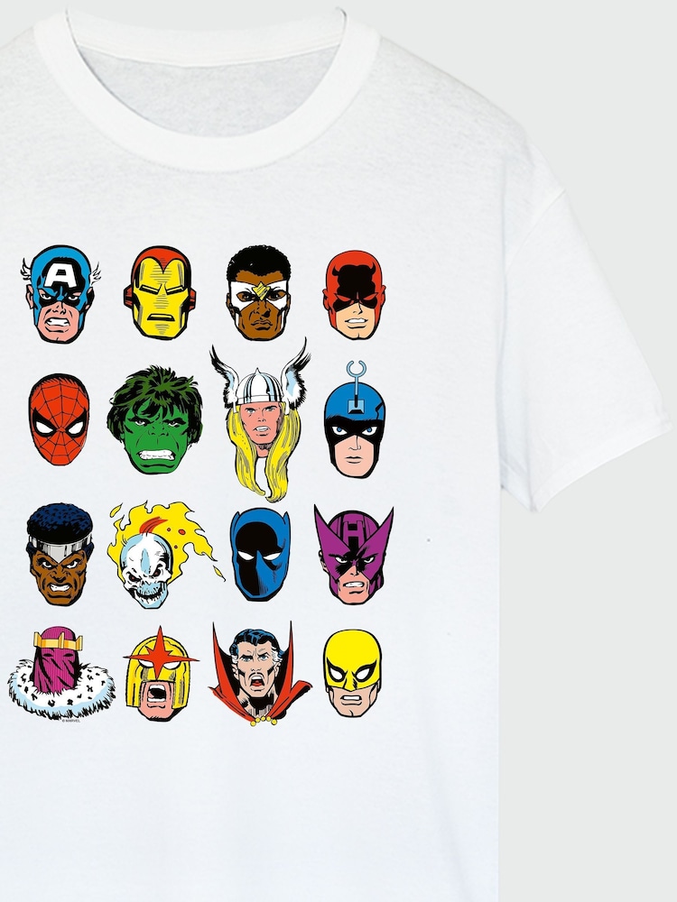 Brands In White 100% Cotton Marvel Comics Faces Mens T-Shirt - Image 3 of 3 Brands In White 100% Cotton Marvel Comics Faces Mens T-Shirt - Image 3 of 3
