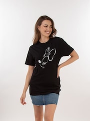 Brands In Black Women Boyfriend Fit Disney Minnie Mouse Face 100% Cotton T-Shirt - Image 1 of 3
