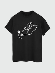 Brands In Black Women Boyfriend Fit Disney Minnie Mouse Face 100% Cotton T-Shirt - Image 2 of 3