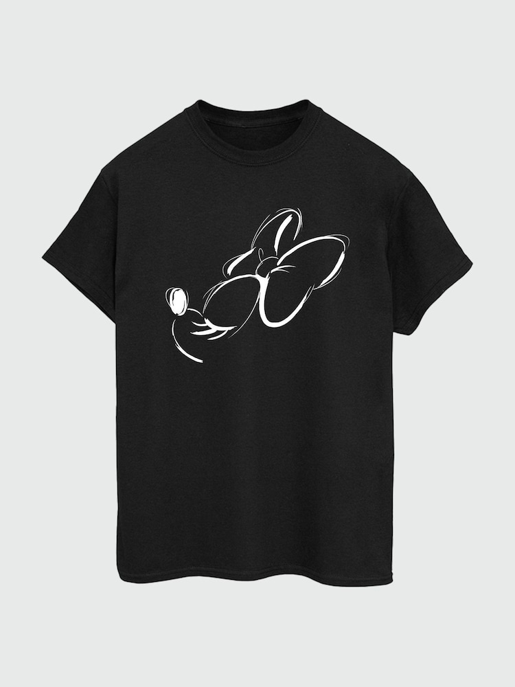 Brands In Black Women Boyfriend Fit Disney Minnie Mouse Face 100% Cotton T-Shirt - Image 2 of 3
