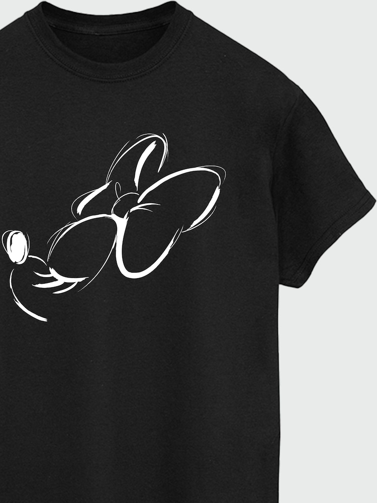 Brands In Black Women Boyfriend Fit Disney Minnie Mouse Face 100% Cotton T-Shirt - Image 3 of 3