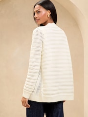 Lipsy Ivory Knitted Pretty Stitch Crochet Long Cardigan - Image 4 of 4