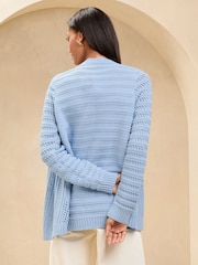 Blau - Lipsy Knitted Pretty Stitch Crochet Long Cardigan - Image 4 of 4
