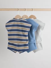 Blue Striped Baby Tops and Shorts Set 6 Piece - Image 2 of 12