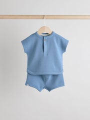 Blue Striped Baby Tops and Shorts Set 6 Piece - Image 5 of 12