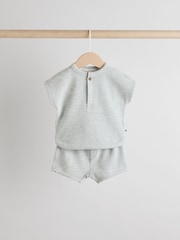 Blue Striped Baby Tops and Shorts Set 6 Piece - Image 6 of 12