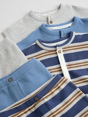 Blue Striped Baby Tops and Shorts Set 6 Piece - Image 8 of 12