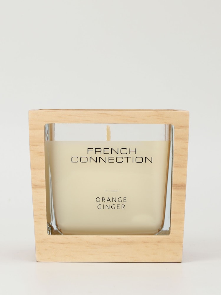 French Connection Natural Wooden Surround Orange Ginger Candle 200G - Image 2 of 6