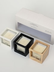 French Connection Natural Wooden Surround Detail Trio of Candles Gift Set 3 X 50G - Image 3 of 5