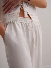 Weiß - Hose mit weitem Bein und elastischem Bund - Image 4 of 7