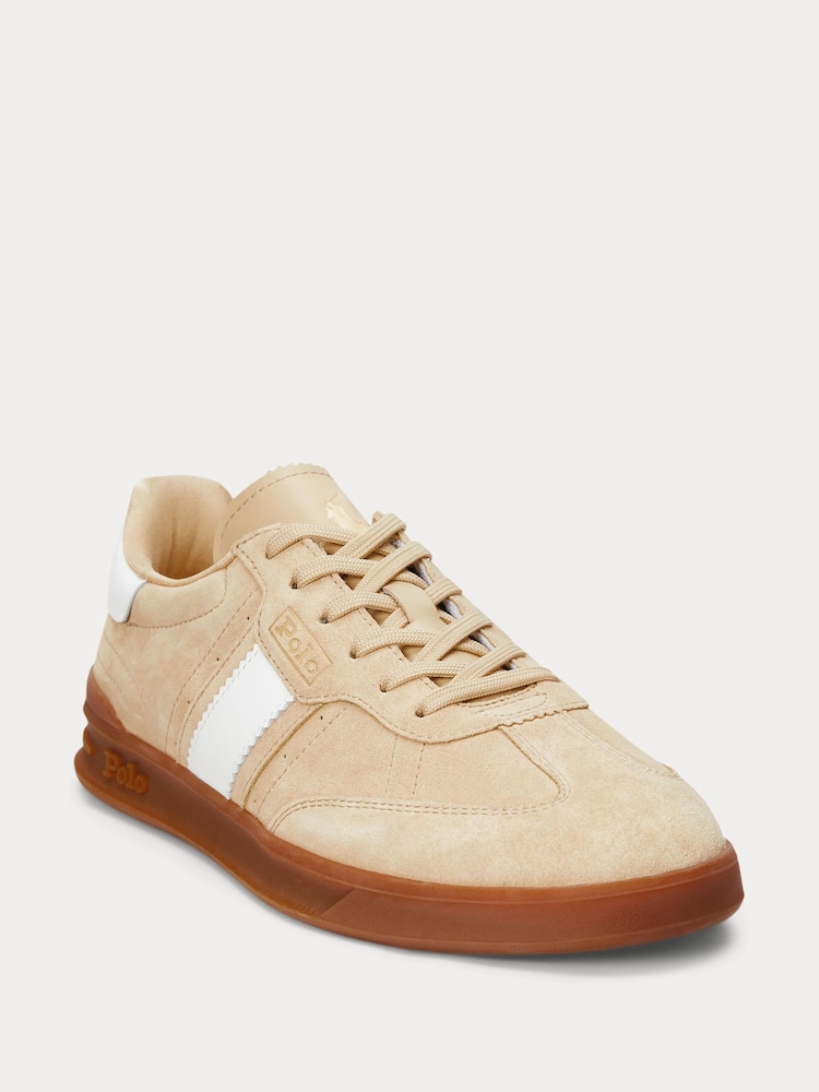 Polo Ralph Lauren Beige Aera Suede Low Top Trainers - Image 2 of 4