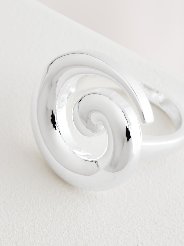 Silver Tone Swirl Ring - Image 4 of 4