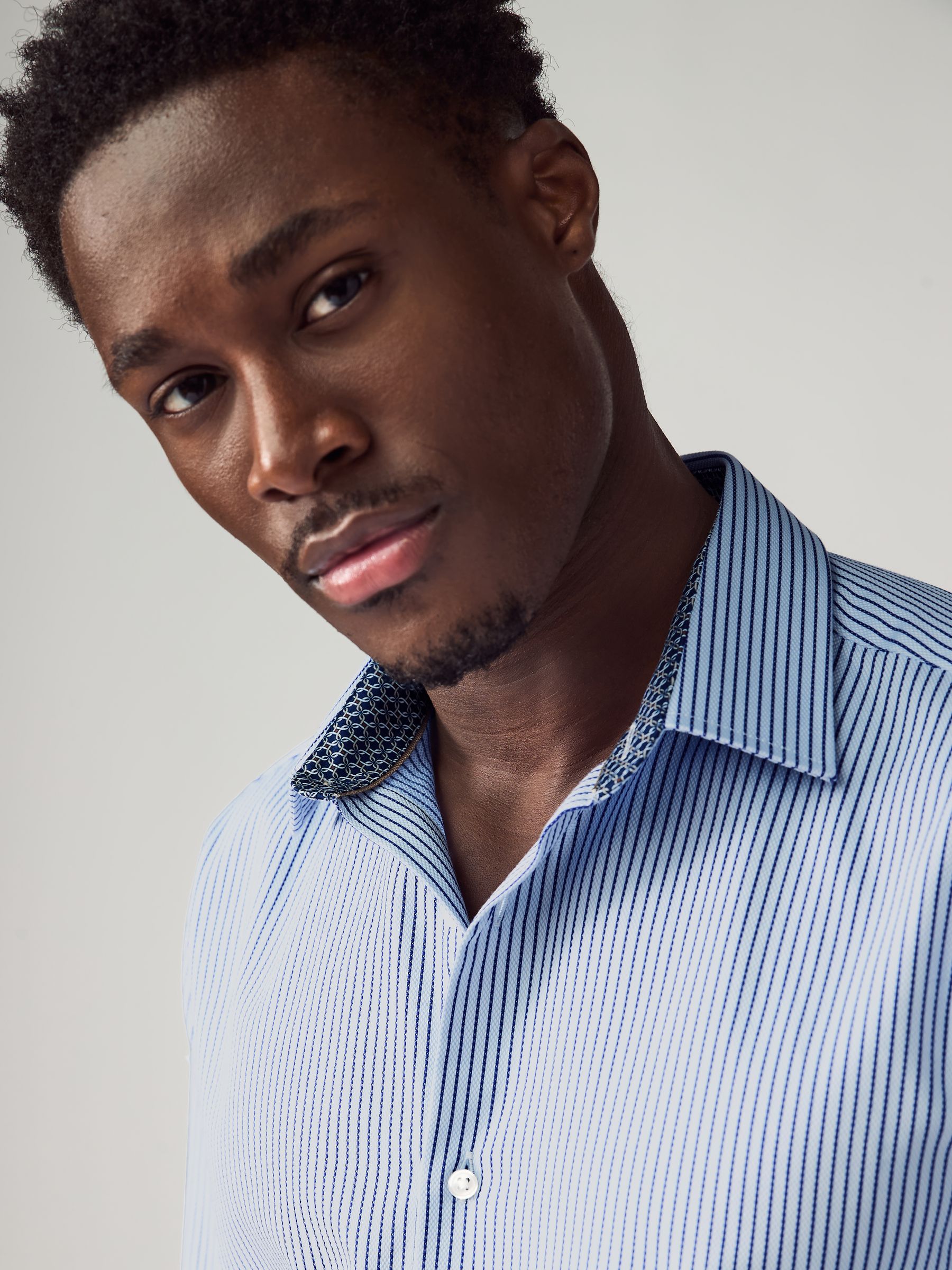 Buy Blue 100% Cotton Stripe Formal Shirt from Next Oman