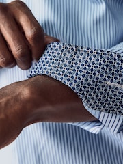 Blue 100% Cotton Stripe Formal Shirt - Image 6 of 9