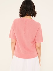 FatFace Fleur Rose Pink Laundered Henley Top - Image 2 of 6