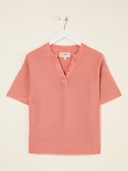 FatFace Fleur Rose Pink Laundered Henley Top - Image 6 of 6