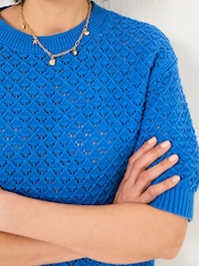 FatFace Maysie Mid Blue Knitted T-Shirt - Image 5 of 6