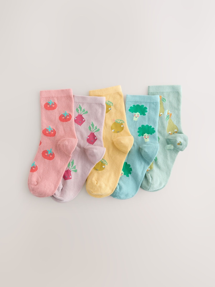 Multi 5 Pack Cotton Rich Fruit and Vegetable Ankle Socks - Image 1 of 3