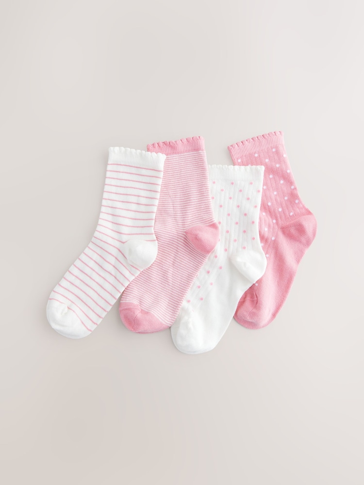 Pink und Weiß - Socken mit hohem Baumwollanteil, 4er-Pack - Bild 1 von 3 Pink und Weiß - Socken mit hohem Baumwollanteil, 4er-Pack - Bild 1 von 3