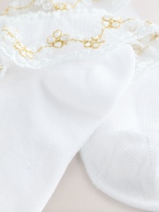 White Rich Bridesmaid Ruffle Trainer Socks 2 Pack - Image 2 of 3
