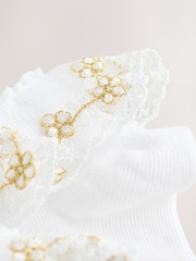 White Rich Bridesmaid Ruffle Trainer Socks 2 Pack - Image 3 of 3