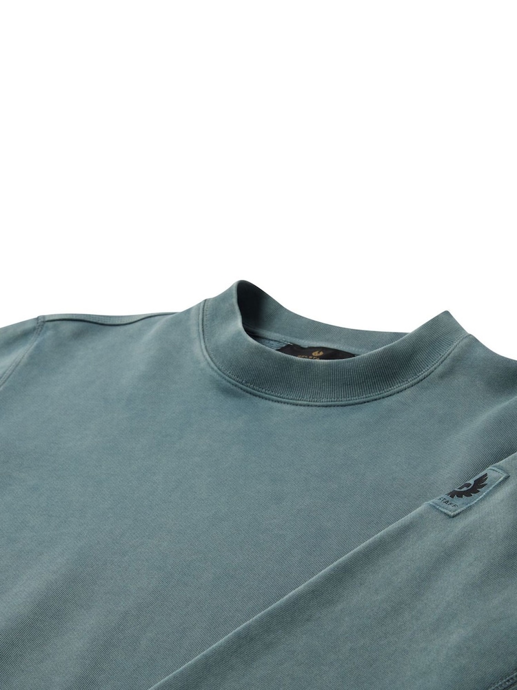 Belstaff Blue Valley Garment Dye Sweat Top - Image 10 of 10