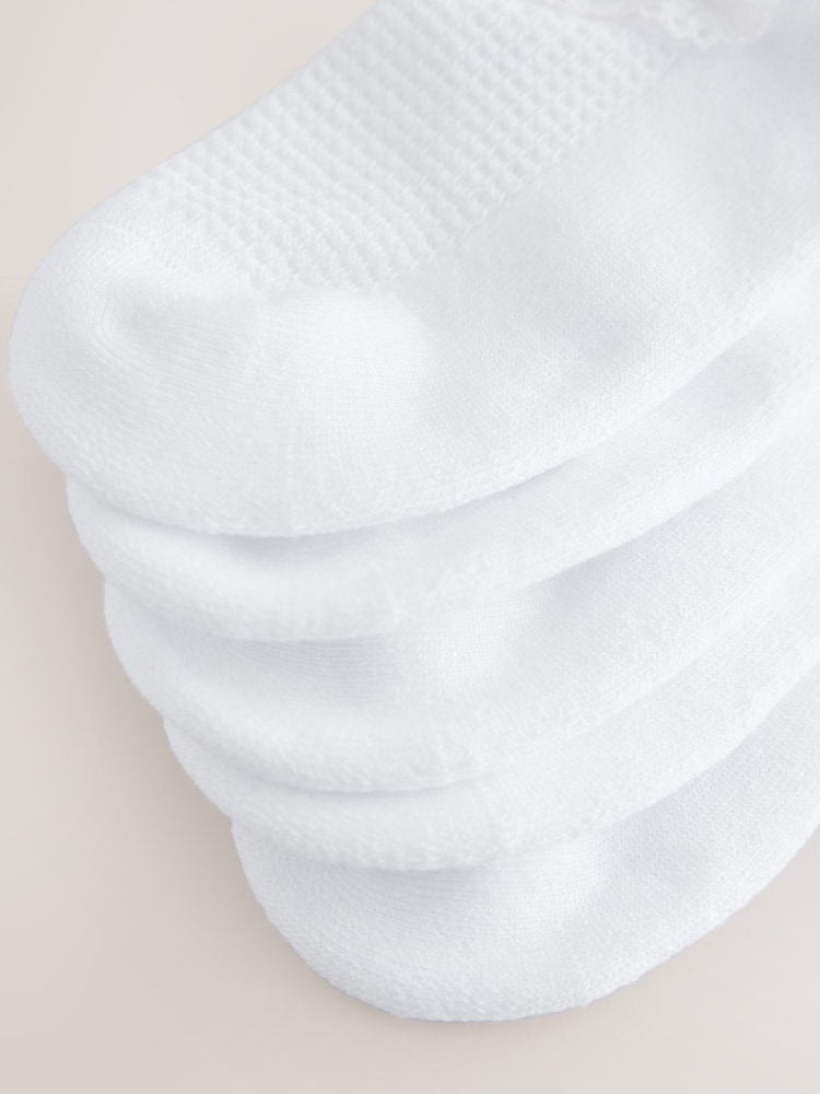White Cotton Rich Trainer Ruffle Socks 5 Pack with Cushioned Soles - Image 2 of 3 White Cotton Rich Trainer Ruffle Socks 5 Pack with Cushioned Soles - Image 2 of 3