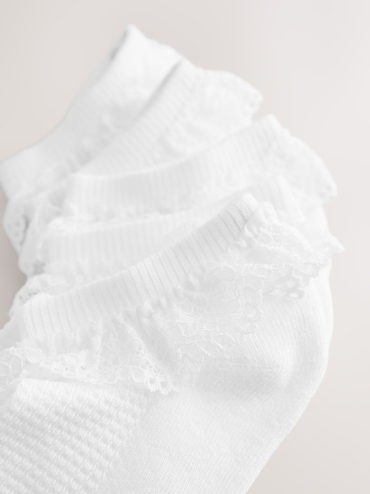White Cotton Rich Trainer Ruffle Socks 5 Pack with Cushioned Soles - Image 3 of 3 White Cotton Rich Trainer Ruffle Socks 5 Pack with Cushioned Soles - Image 3 of 3