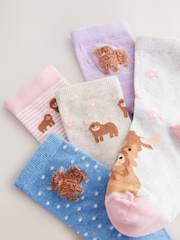 Pink And Grey 5 Pack Cotton Rich Hamish Ankle Socks - Image 2 of 3