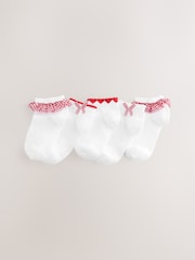 White with Red Gingham Ruffle Rich Trainer Socks 5 Pack - Image 1 of 3