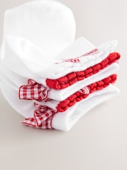 White with Red Gingham Ruffle Rich Trainer Socks 5 Pack - Image 2 of 3