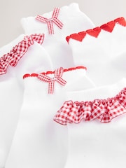 White with Red Gingham Ruffle Rich Trainer Socks 5 Pack - Image 3 of 3