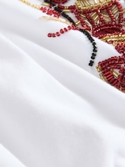 White Short Sleeve Lobster Embelished 100% Cotton T-Shirt - Image 5 of 6