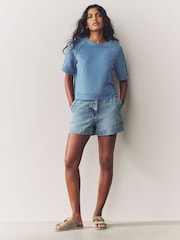 Blue Crochet Short Sleeve 100% Cotton T-Shirt - Image 2 of 7