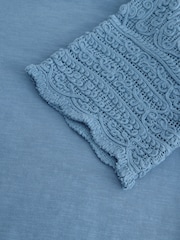 Blue Crochet Short Sleeve 100% Cotton T-Shirt - Image 7 of 7