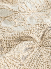 Neutral Crochet Lace Short Sleeve Holiday Shirt - Image 6 of 7