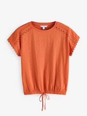 Orange Short Sleeve Bubblehem 100% Cotton T-Shirt - Image 6 of 8