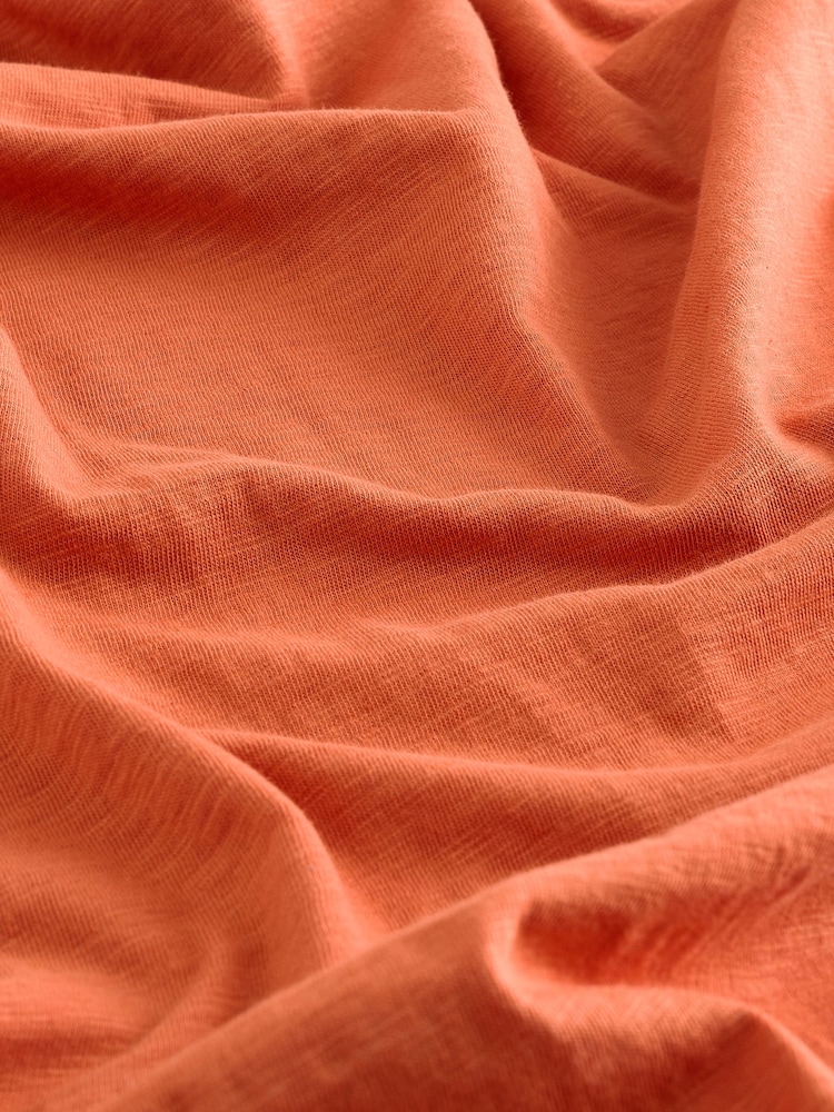 Orange - Kurzarm-T-Shirt mit Ballonsaum aus 100 % Baumwolle - Image 7 of 8