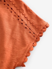 Orange Short Sleeve Bubblehem 100% Cotton T-Shirt - Image 8 of 8