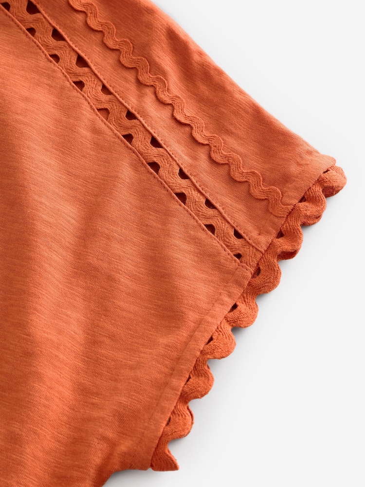 Orange Short Sleeve Bubblehem 100% Cotton T-Shirt - Image 8 of 8