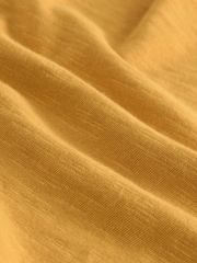 Ochre Yellow Crochet Short Sleeve 100% Cotton T-Shirt - Image 7 of 8