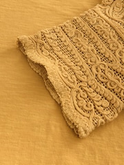 Ochre Yellow Crochet Short Sleeve 100% Cotton T-Shirt - Image 8 of 8