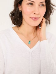 FatFace Iris White V-Neck Knitted Jumper - Image 4 of 5