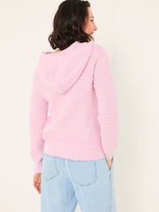 FatFace Sutton Blush Pink Textured Knitted Hoodie - Image 2 of 5
