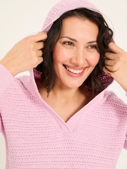 FatFace Sutton Blush Pink Textured Knitted Hoodie - Image 4 of 5