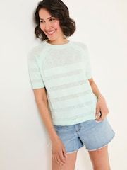 FatFace Zandra Mint Green Cotton Linen T Shirt - Image 1 of 6