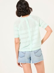 FatFace Zandra Mint Green Cotton Linen T Shirt - Image 2 of 6