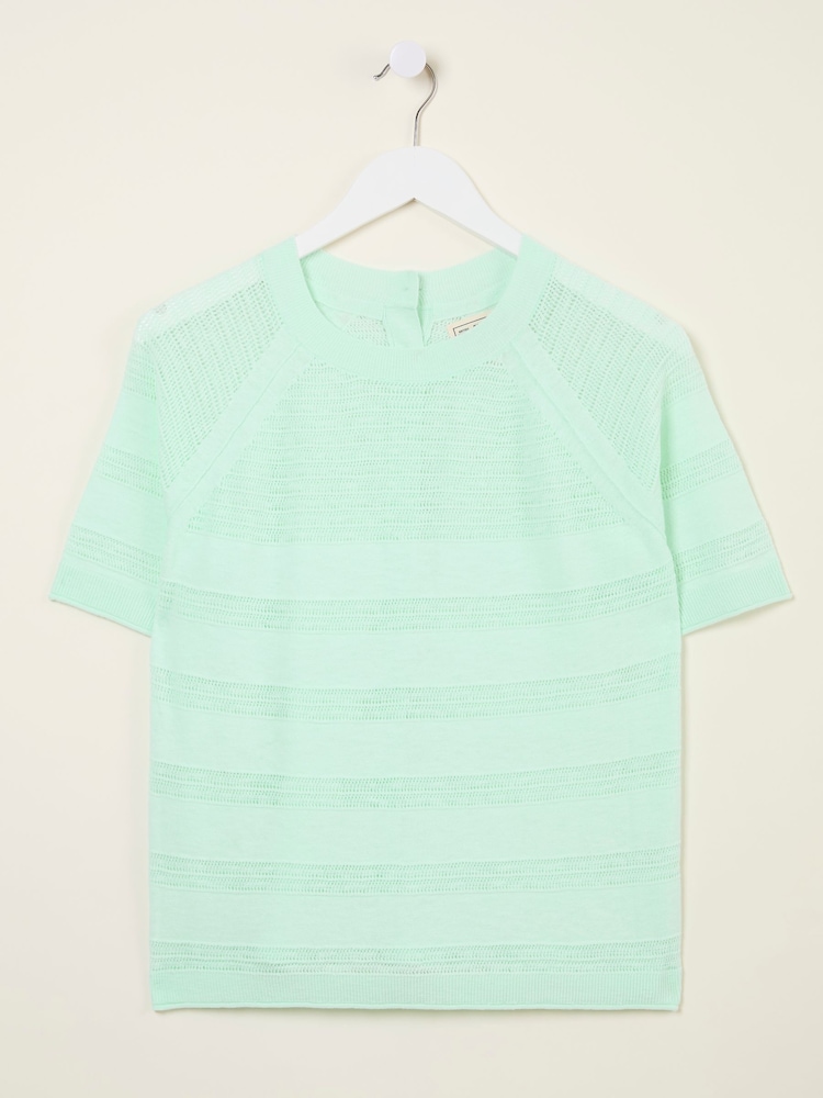 FatFace Zandra Mint Green Cotton Linen T Shirt - Image 6 of 6