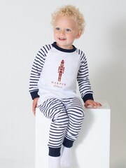 Striped Embelished 100% Cotton Christmas Pyjamas By Ruff Cubs Kidswear - Image 2 of 2
